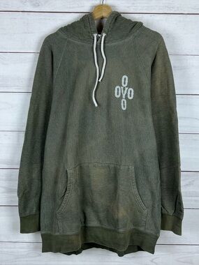 Octobers Very Own Hoodie Mens 2XL Green Owl Sweatshirt OVO Pullover Faded